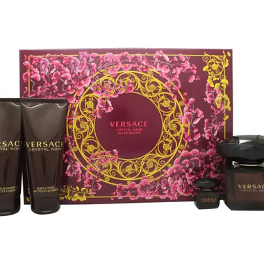 Versace Crystal Noir Gift Set 90ml EDT + 100ml Body Lotion + 100ml Shower Gel + 5ml EDT - Fragrance