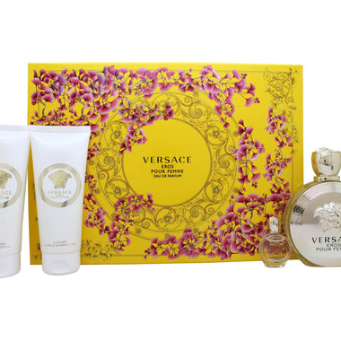 Versace Eros pour Femme Gift Set 100ml EDP + 5ml EDP + 100ml Body Lotion + 100ml Shower Gel - Fragrance