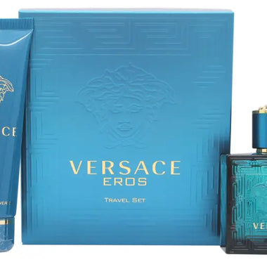 Versace Eros Presentset featuring 50ml EDT and 100ml shower gel in turquoise packaging