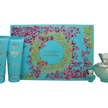 Versace Pour Femme Dylan Turquoise Gift Set 100ml EDT + 100ml Shower Gel + 100ml Body Lotion + 5ml EDT - Fragrance