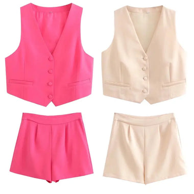 Vest Top Two-Piece Set - Clothing