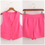 Vest Top Two-Piece Set - S / Coral Red - Clothing