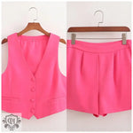 Vest Top Two-Piece Set - S / Coral Red - Clothing