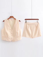 Vest Top Two-Piece Set - S / Khaki - Clothing