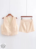 Vest Top Two-Piece Set - S / Khaki - Clothing