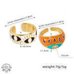 18K gold hip hop vintage devil eye inlaid zircon design open ring - QH Clothing