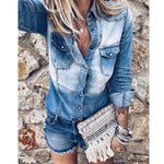 Spring Autumn Long-Sleeved Denim Shirt Vintage Washed Pocket  Outerwear Shirt - Quality Home Clothing| Beauty