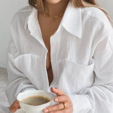 Autumn Double Layer Crepe Collared French Loose Comfortable Long Sleeve Pajamas Women Homewear Suit - Quality Home Clothing| Beauty