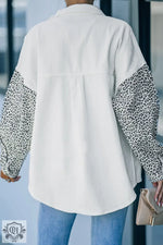 White Contrast Leopard Denim Jacket - Outerwear/Denim jackets