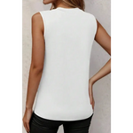 White Crew Neck Pleated Tank Top - Tops/Tank Tops