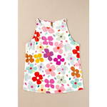 White Cute Floral Print Vest - Tops/Tank Tops