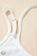 White bra strap with adjustable slider for White Eyelet Strappy Scoop-Neck Tank Top