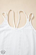 White Eyelet Strappy Scoop-Neck Tank Top with eyelet embroidery and adjustable straps