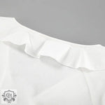 White Lantern Sleeve Two Piece Set - Clothing