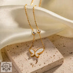 Exquisite 18K Gold Diamond Butterfly Necklace -  QH Clothing