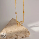 Exquisite 18K Gold Diamond Butterfly Necklace -  QH Clothing