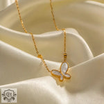 Exquisite 18K Gold Diamond Butterfly Necklace -  QH Clothing