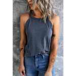 White Solid Color Crew Neck Tank Top - Tops/Tank Tops