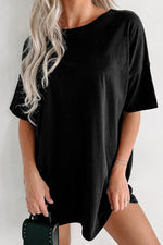 Oversized black t-shirt dress with short sleeves in sizes bust hem for relaxed styling