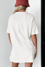 Plain white t-shirt dress with short sleeves available in various sizes bust hem