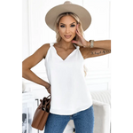 White V Neck Knotted Shoulder Vest - White / S / 100% Polyester - Tops/Tank Tops