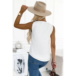 White V Neck Knotted Shoulder Vest - Tops/Tank Tops