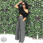 Personality Houndstooth Printed Flared Pants Wide Leg Casual Pants Autumn Winter Wide Leg Pants Plus Size - Quality Home Clothing| Beauty