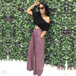 Personality Houndstooth Printed Flared Pants Wide Leg Casual Pants Autumn Winter Wide Leg Pants Plus Size - Quality Home Clothing| Beauty