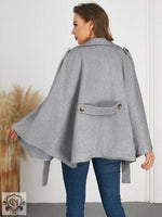 Winter Woolen Coat High Grade Collared Thin Strap Slim Fit Cloak Robe Jacket - Clothing