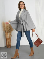 Winter Woolen Coat High Grade Collared Thin Strap Slim Fit Cloak Robe Jacket - Clothing