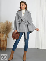 Winter Woolen Coat High Grade Collared Thin Strap Slim Fit Cloak Robe Jacket - Clothing