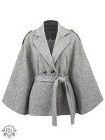 Winter Woolen Coat High Grade Collared Thin Strap Slim Fit Cloak Robe Jacket - Clothing