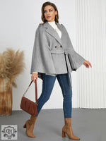 Winter Woolen Coat High Grade Collared Thin Strap Slim Fit Cloak Robe Jacket - Clothing