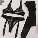 Wireless Triangle Bra Set - S / Black - Clothing