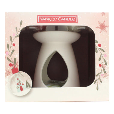 Yankee Candle Wax Melt Warmer Gift Set Ceramic Wax Melt Burner + 3 x 28g Wax Melts (Snow Globe Wonderland Snowflake