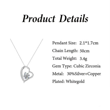 Eternal Love Zircon Heart Necklace: A Radiant Gift for Mom -  QH Clothing