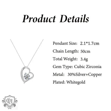 Eternal Love Zircon Heart Necklace: A Radiant Gift for Mom -  QH Clothing