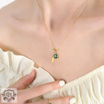 Exquisite Zircon Square Pendant Necklace with Tassel Design -  QH Clothing