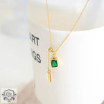 Exquisite Zircon Square Pendant Necklace with Tassel Design -  QH Clothing