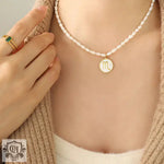 Elegant Zodiac Gemstone Pearl Necklace -  QH Clothing