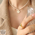 Elegant Zodiac Gemstone Pearl Necklace -  QH Clothing