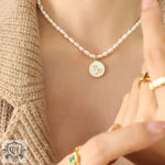 Elegant Zodiac Gemstone Pearl Necklace -  QH Clothing