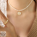 Elegant Zodiac Gemstone Pearl Necklace -  QH Clothing