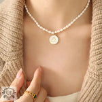 Elegant Zodiac Gemstone Pearl Necklace -  QH Clothing