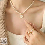 Elegant Zodiac Gemstone Pearl Necklace -  QH Clothing