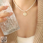 Elegant Zodiac Gemstone Pearl Necklace -  QH Clothing