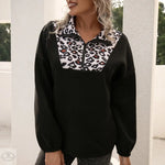 Leopard Print Half Zip Sweater - Quality Home Clothing| Beauty