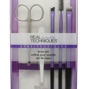 Real Techniques Brow Set Presentset 6 Delar (1 x Angled Tweezer1 x Brow Scissors1 x Brow Brush1 x Brow Spoolie1 x Brow Highlighting Brush1 x Storage Case) - Quality Home Clothing| Beauty