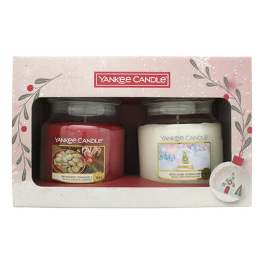 Yankee Candle Gift Set 411g Peppermint Pinwheels Candle + 411g Snow Globe Wonderland Candle - Quality Home Clothing| Beauty